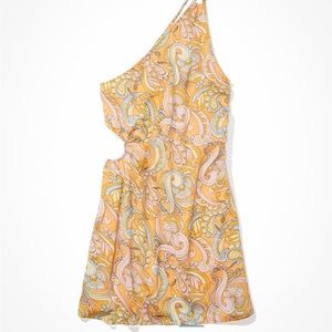 Paisley One Shoulder Cut-Out Mini Dress